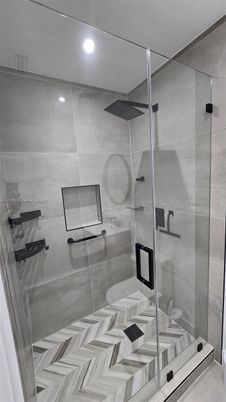 Bathroom, Glass Shower, Interior, Recessed Lighting