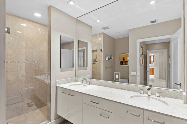Bathroom, Dual Sink Vanities, Glass Shower, Interior, Recessed Lighting