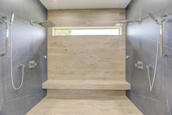 Bathroom, Interior, Wood Texture Flooring, Wooden Walls