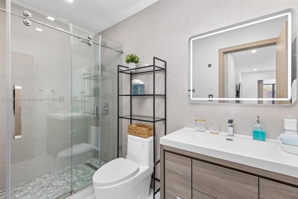 Bathroom, Glass Shower, Interior, Recessed Lighting