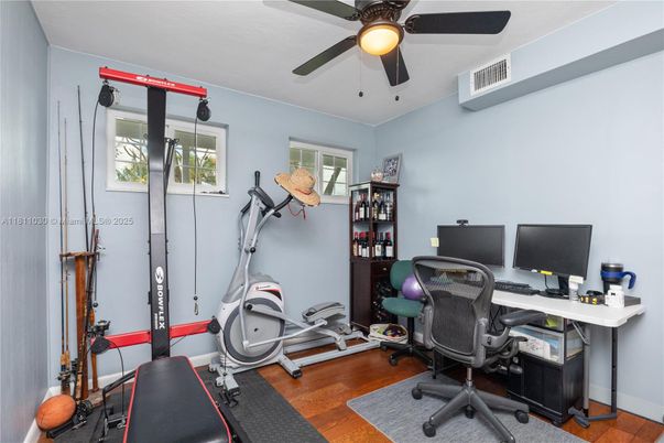 Fitness Equipment, Home Office, Interior, Wood Texture Flooring
