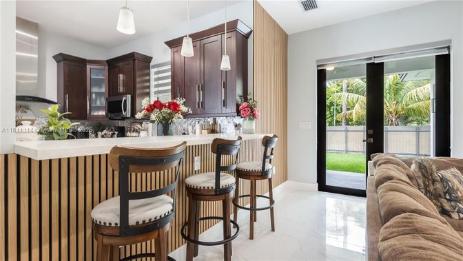 Interior, Kitchen, Marble, Pendant Lights, Stainless Steel Appliances