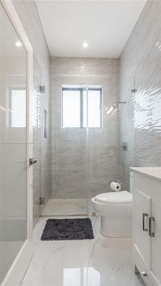 Bathroom, Glass Shower, Interior, Marble, Recessed Lighting