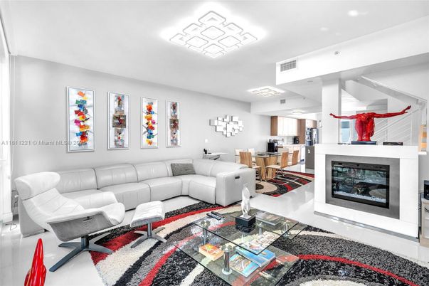 Dining room, Fireplace, Interior, Living room, Recessed Lighting