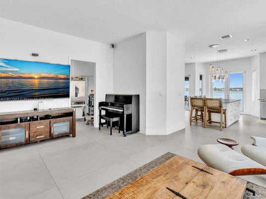 Interior, Living room, Pendant Lights, Piano, Recessed Lighting, Water