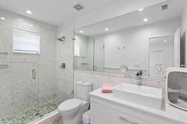 Bathroom, Glass Shower, Interior, Recessed Lighting