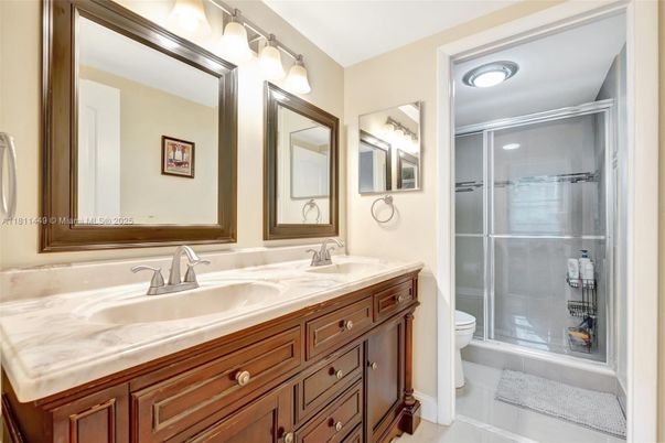 Bathroom, Dual Sink Vanities, Glass Shower, Interior
