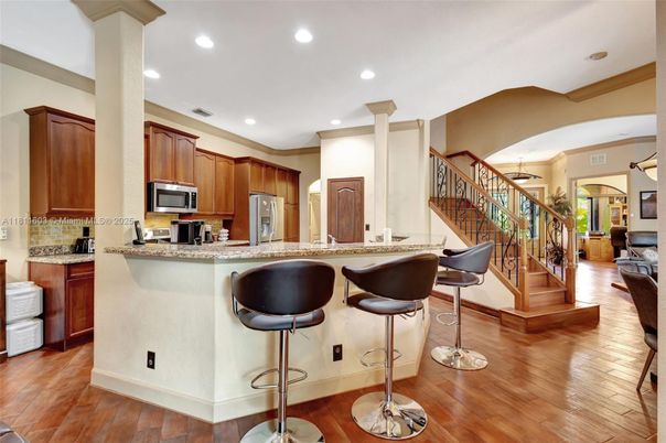 Interior, Kitchen, Recessed Lighting, Wood Texture Flooring
