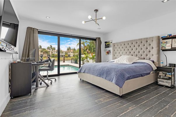 Bedroom, Home Office, Interior, Pendant Lights, Recessed Lighting, Wood Texture Flooring