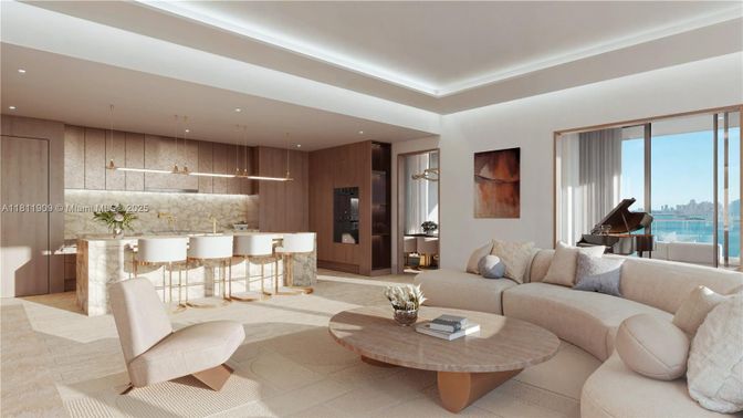 Interior, Kitchen, Living room, Pendant Lights, Piano, Recessed Lighting, Water