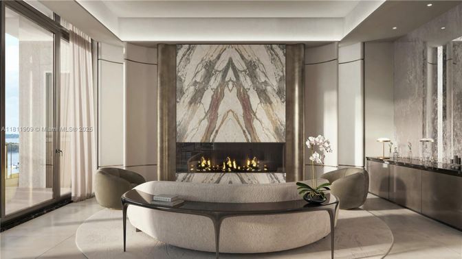 Fireplace, Interior, Living room, Recessed Lighting, Water