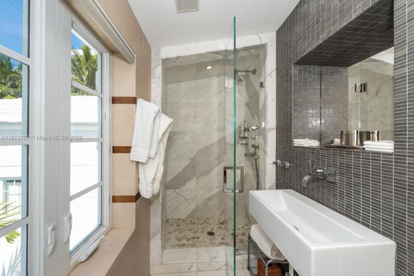 Bathroom, Glass Shower, Interior, Marble Walls