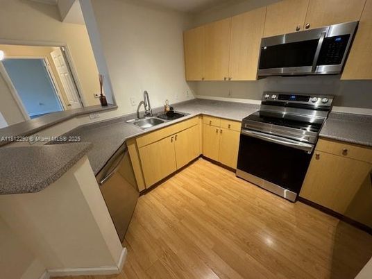 Interior, Kitchen, Stainless Steel Appliances, Wood Texture Flooring