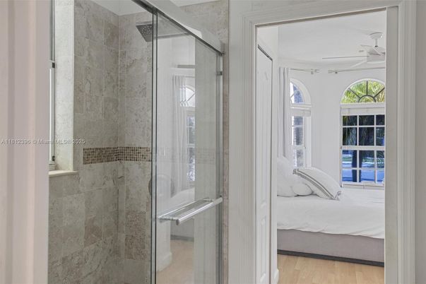 Bathroom, Bedroom, Glass Shower, Interior, Wood Texture Flooring