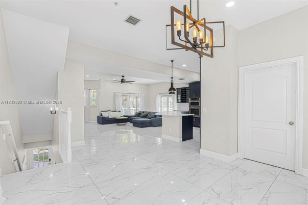 Interior, Kitchen, Marble, Pendant Lights, Recessed Lighting