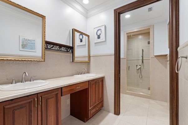 Bathroom, Dual Sink Vanities, Glass Shower, Interior, Recessed Lighting
