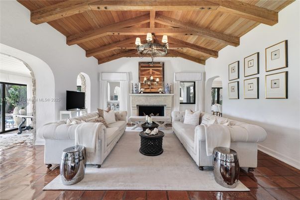 Chandelier, Fireplace, Interior, Living room, Wooden Beams, Wooden Ceilings
