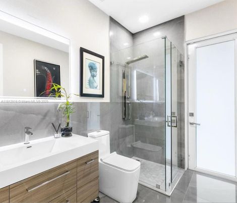 Bathroom, Glass Shower, Interior, Recessed Lighting