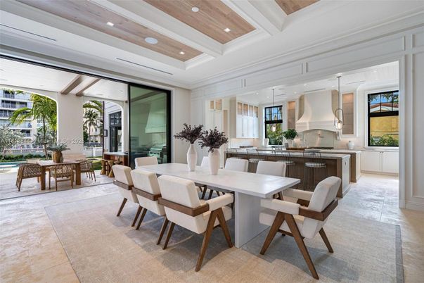 Dining room, Interior, Kitchen, Pendant Lights, Recessed Lighting, Wooden Ceilings