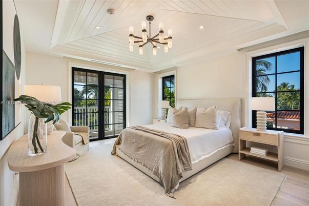 Bedroom, Interior, Pendant Lights, Recessed Lighting, Wood Texture Flooring
