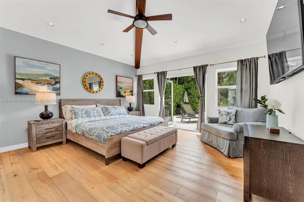 Bedroom, Interior, Recessed Lighting, Wooden Beams, Wood Texture Flooring