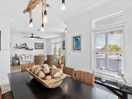 Dining room, Interior, Living room, Pendant Lights, Wood Texture Flooring