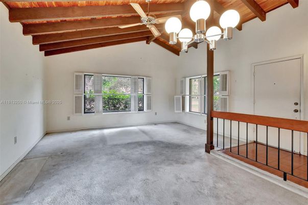 Chandelier, Empty room, Interior, Wooden Beams, Wooden Ceilings