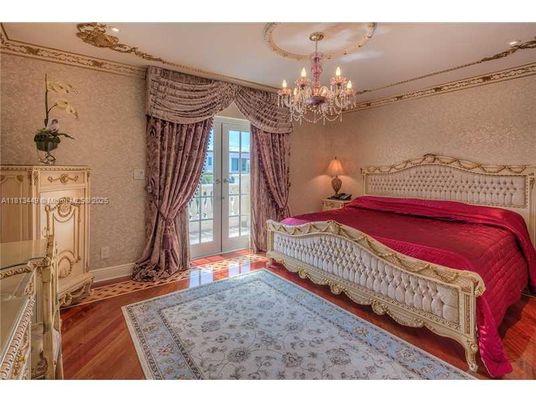 Bedroom, Chandelier, Interior, Wood Texture Flooring