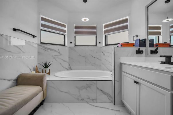 Bathroom, Interior, Marble, Marble Walls, Pendant Lights