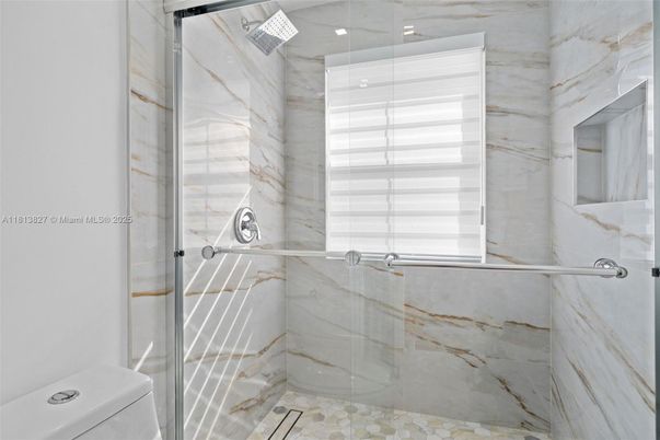 Bathroom, Glass Shower, Interior, Marble Walls