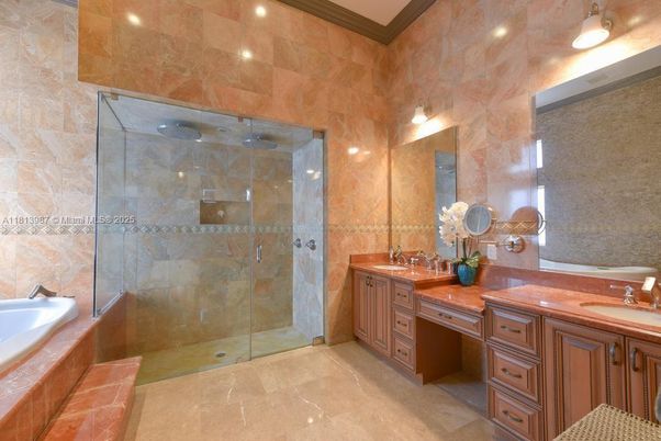 Bathroom, Dual Sink Vanities, Glass Shower, Interior, Recessed Lighting