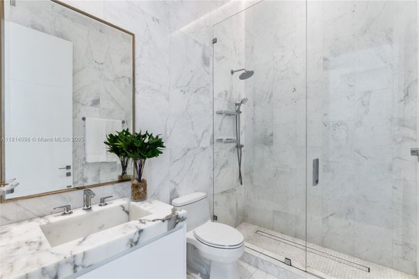 Bathroom, Glass Shower, Interior, Marble, Marble Walls