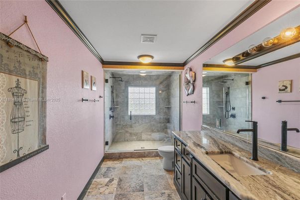 Bathroom, Dual Sink Vanities, Glass Shower, Interior