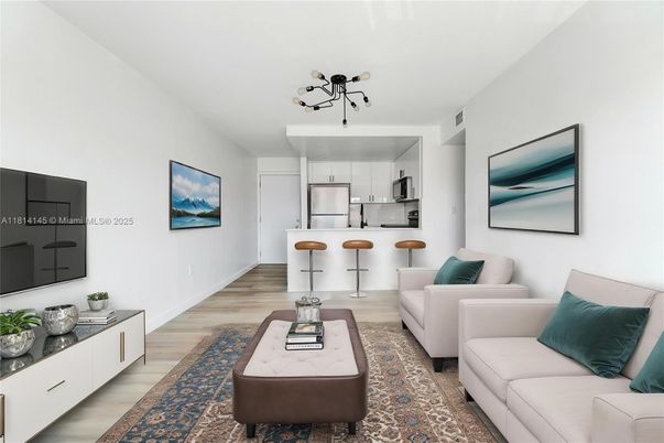 Interior, Kitchen, Living room, Pendant Lights, Wood Texture Flooring