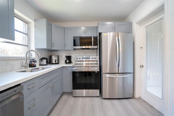 Interior, Kitchen, Stainless Steel Appliances, Wood Texture Flooring