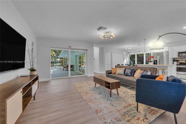 Interior, Kitchen, Living room, Recessed Lighting, Stainless Steel Appliances, Wood Texture Flooring