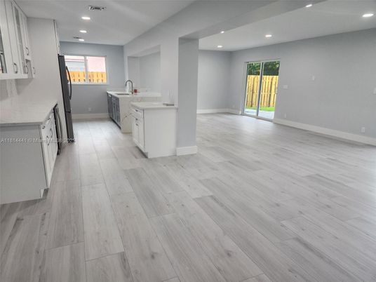 Interior, Kitchen, Recessed Lighting, Wood Texture Flooring