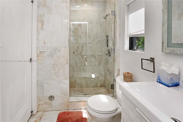 Bathroom, Glass Shower, Interior, Marble Walls