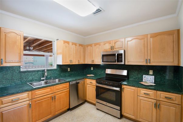 Interior, Kitchen, Stainless Steel Appliances, Wooden Ceilings