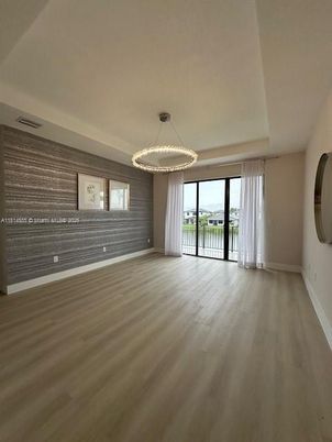 Chandelier, Empty room, Interior, Pendant Lights, Wood Texture Flooring