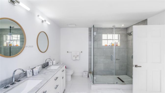 Bathroom, Dual Sink Vanities, Glass Shower, Interior