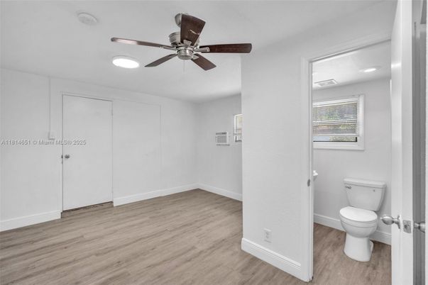 Bathroom, Empty room, Interior, Recessed Lighting, Wood Texture Flooring