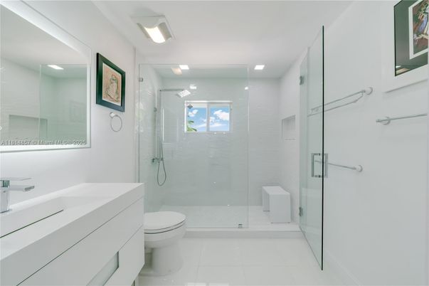 Bathroom, Glass Shower, Interior, Recessed Lighting