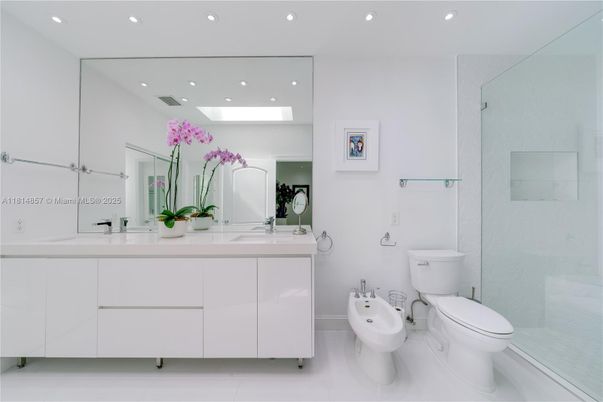 Bathroom, Dual Sink Vanities, Glass Shower, Interior, Recessed Lighting