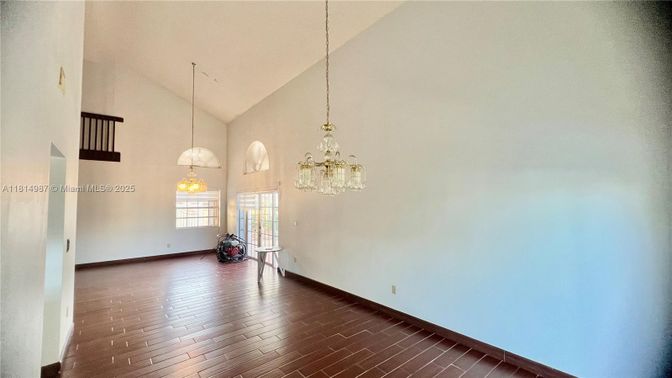 Chandelier, Empty room, Interior, Pendant Lights, Wood Texture Flooring
