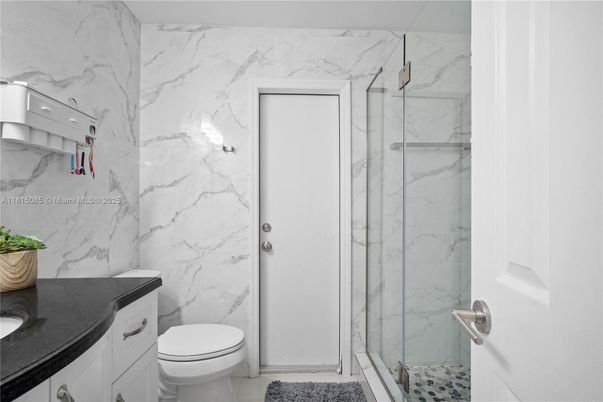 Bathroom, Glass Shower, Interior, Marble Walls