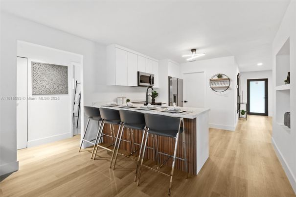 Interior, Kitchen, Recessed Lighting, Wood Texture Flooring