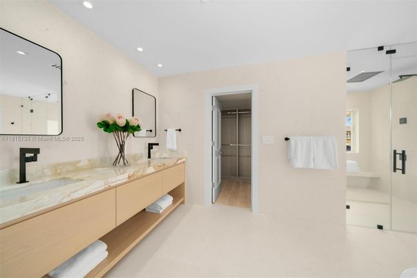 Bathroom, Dual Sink Vanities, Glass Shower, Interior, Recessed Lighting
