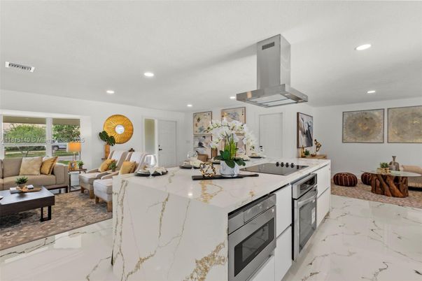 Interior, Kitchen, Living room, Marble, Recessed Lighting