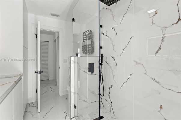 Bathroom, Glass Shower, Interior, Marble, Marble Walls